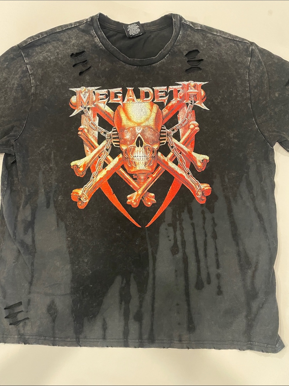 Black Short-Sleeve Graphic Tee with Orange Skull Design